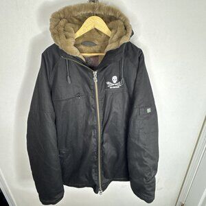 Rare Hemp Hoodlamb Sea Shepherd 2XL Hemp Jacket Black Eco Fur Lined